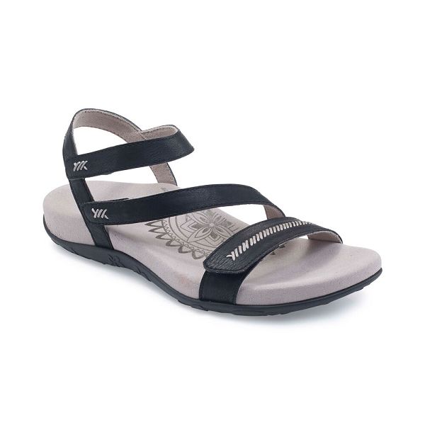 Aetrex Women's Gabby Adjustable Quarter Strap Sandals Black Sandals UK 0119-691